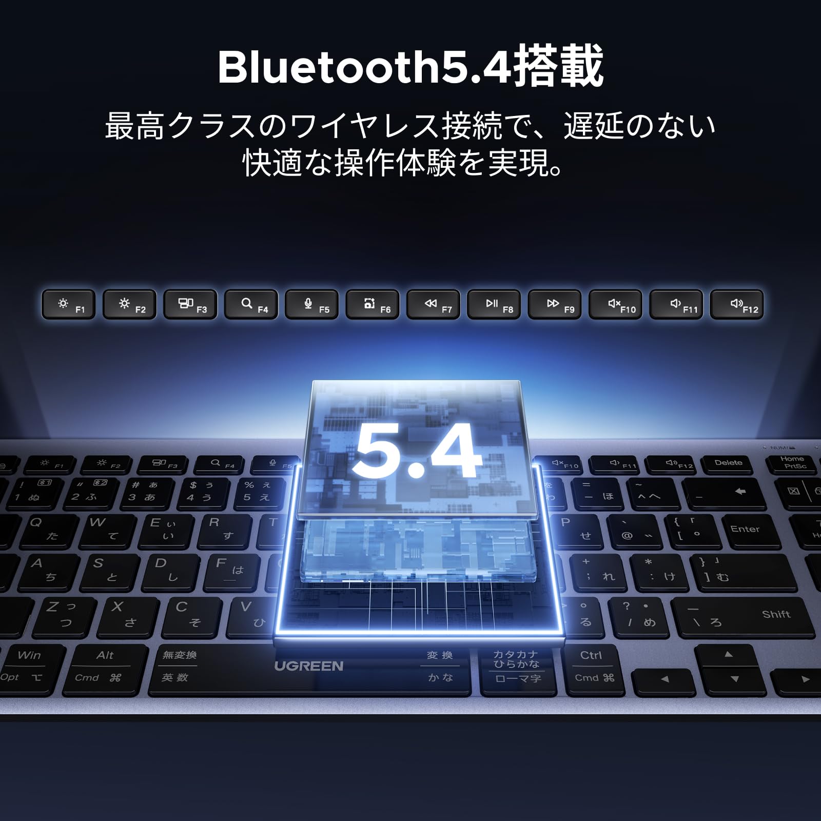UGREEN Wireless Keyboard, Bluetooth & 2.4G, Full Keyboard with Numeric Key, USB-C Rechargeable, Thin, JIS Japanese Layout, Supports Up to 3 Multi-Pairing Devices, Compatible with IOS/Android/Windows - 4
