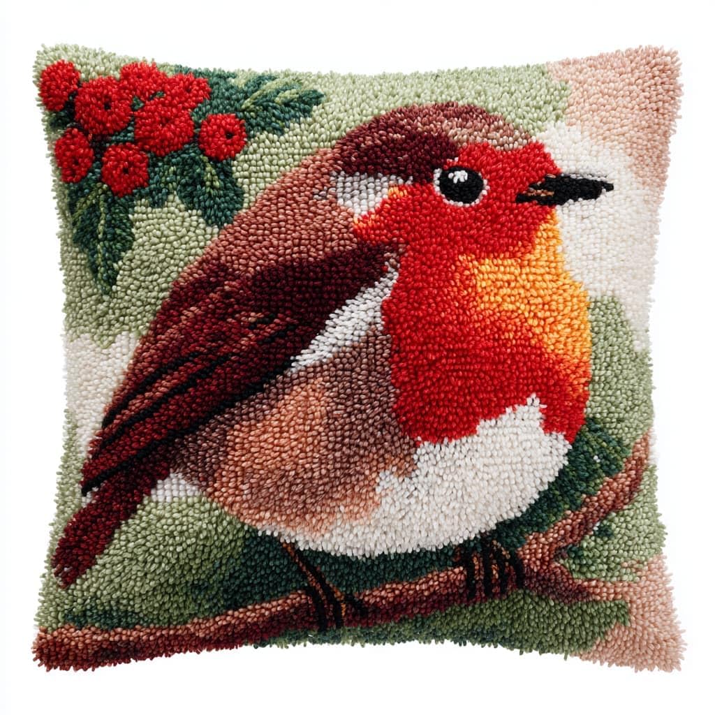 Taxpy DIY Rug Pillow Cover Latch Hook Cushion Kits, Animals Birds Needlework Pillow Cover Sofa Cushion Rug Making Kits,17x17inch