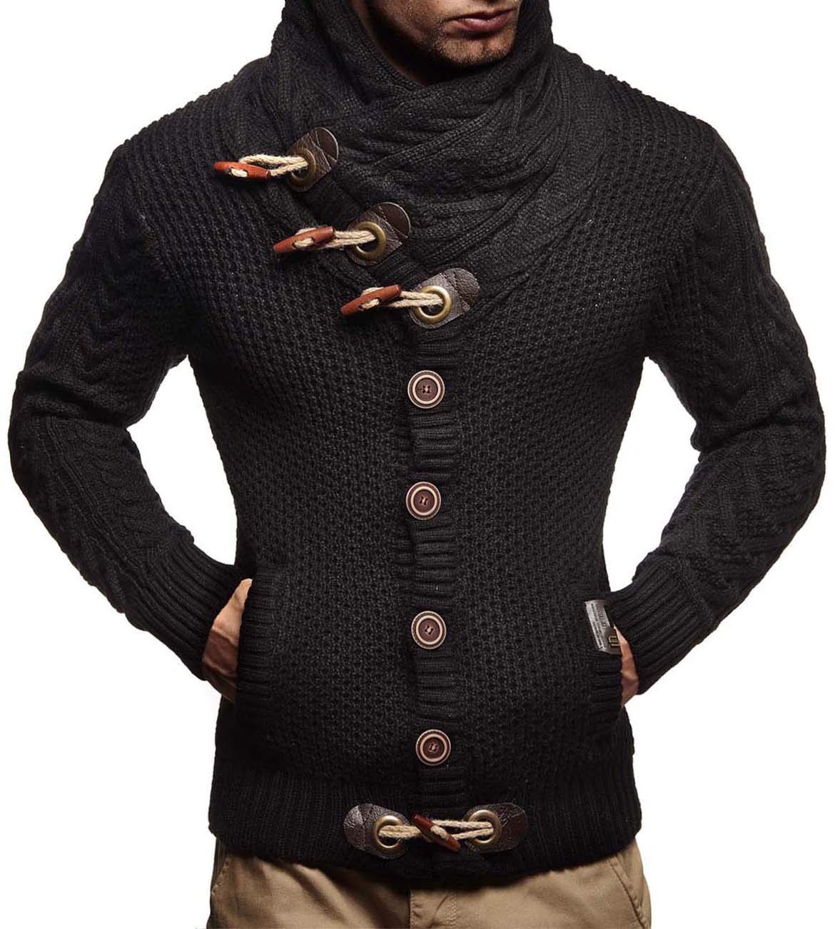 Leif Nelson Herren Strickjacke mit Knöpfen in Regular Fit, Männer Cardigan in Langarm Design, ideal für Casual und Business-Looks