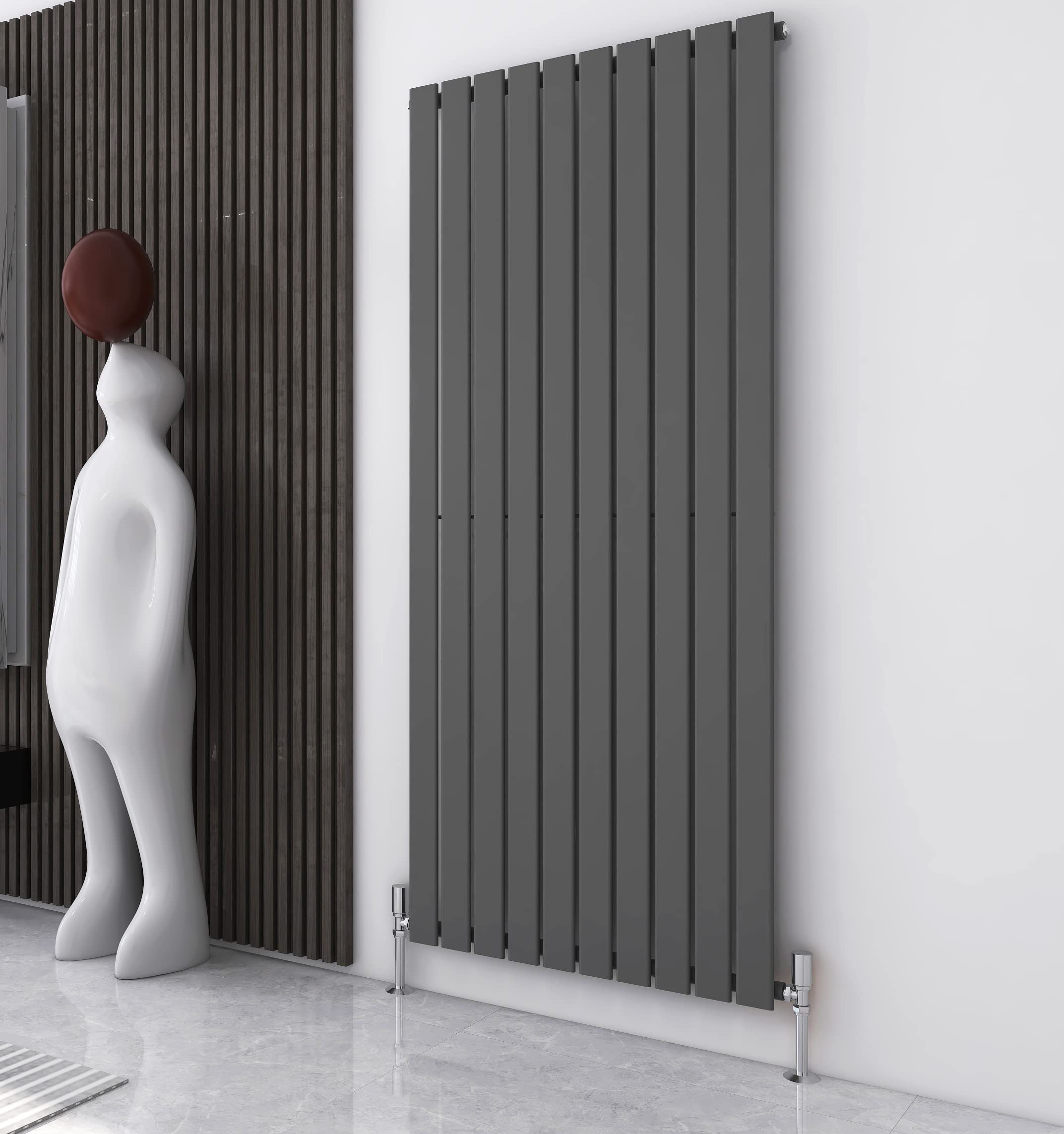 Radiator Horizontal Vertical Designer Flat Panel Central Heating Radiator 1800mm Height (1800x680mm Single, Anthracite)