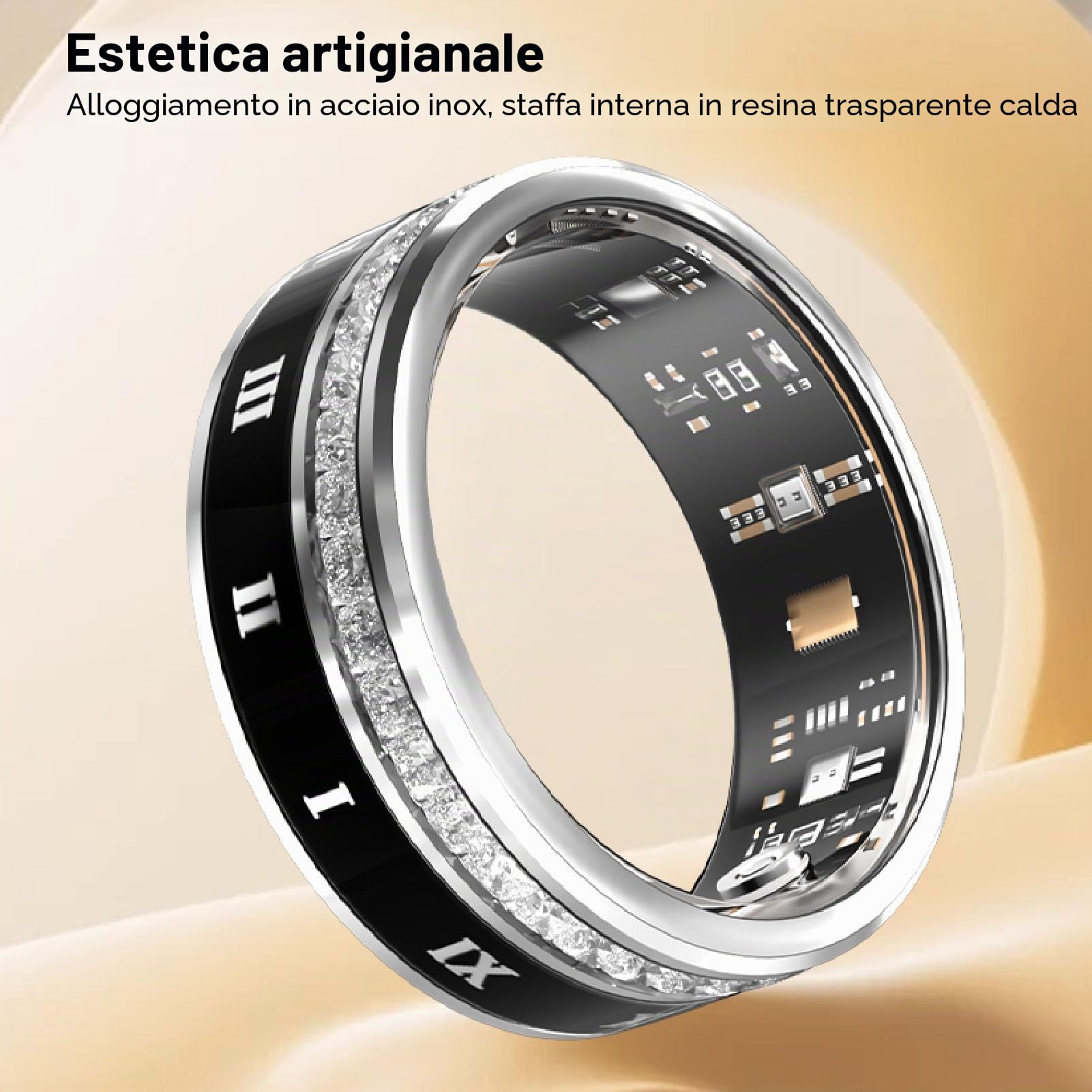 Anello Intelligente Aggiornato per Uomini, Tracker di Attività Fisica per Donne, Conteggio Passi, Anello Attività Fisica con Ricarica Magnetica per Attività Al