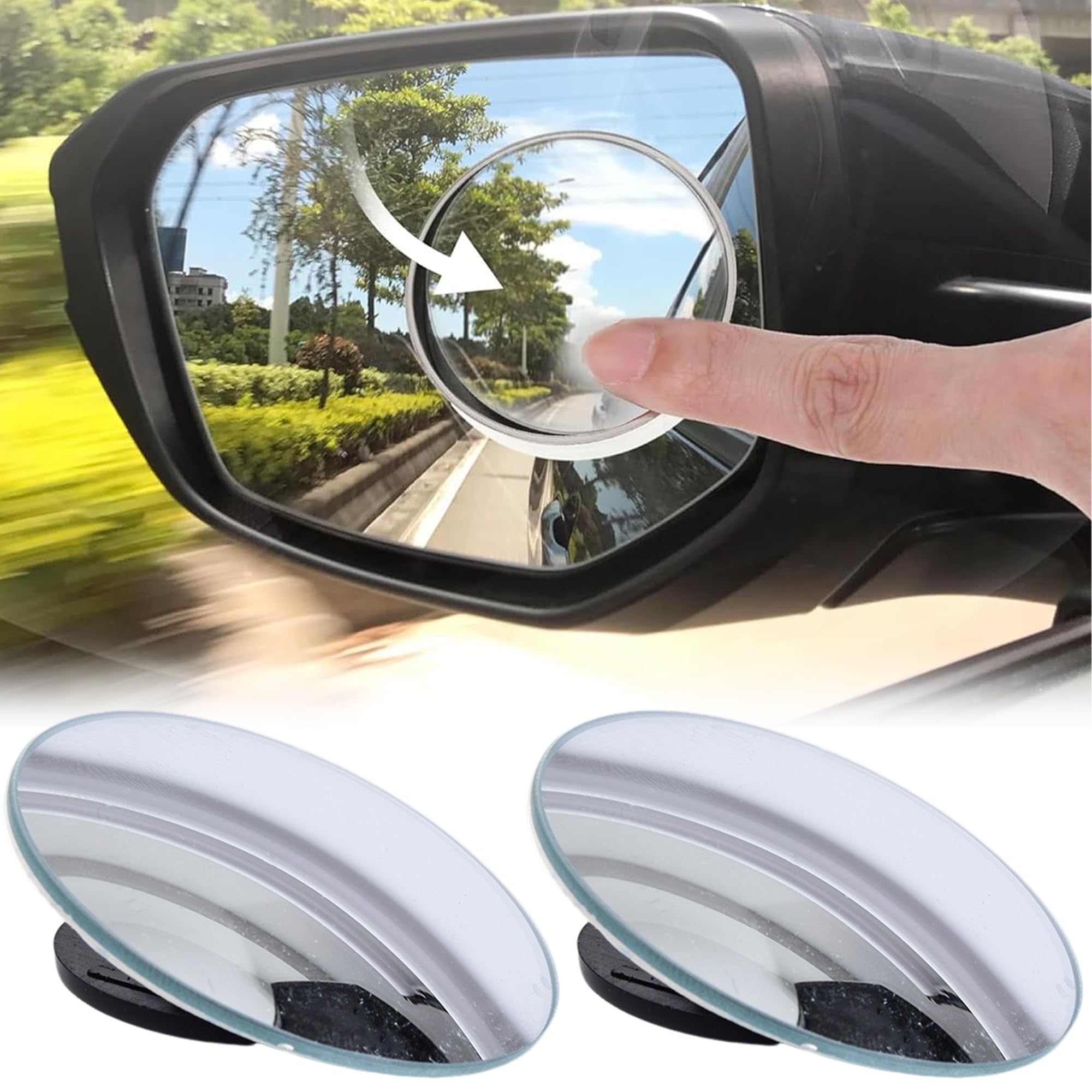 2Pcs Car 360° Rotating Adjustable Blind Spot Rear View Mirrors Wide