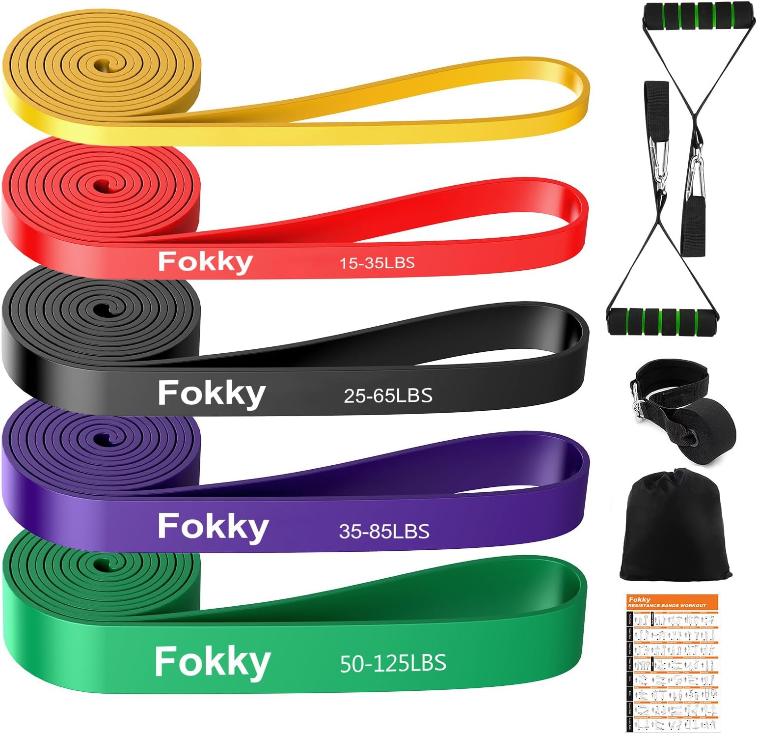 Fokky Resistance Bands Pull Up Bands Set, 5 Levels Resistance Bands set Men Women, Pull Up Assistance Bands with Door Anchor,Handles