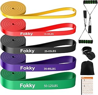 Fokky Resistance Bands,5 Levels Exercise band, Pull Up Bands, Resistance Bands Set Men with Anchor, Handles, Bag and Training Instruction, Gym Resistance Bands for Muscle Toning,Yoga,Fitness