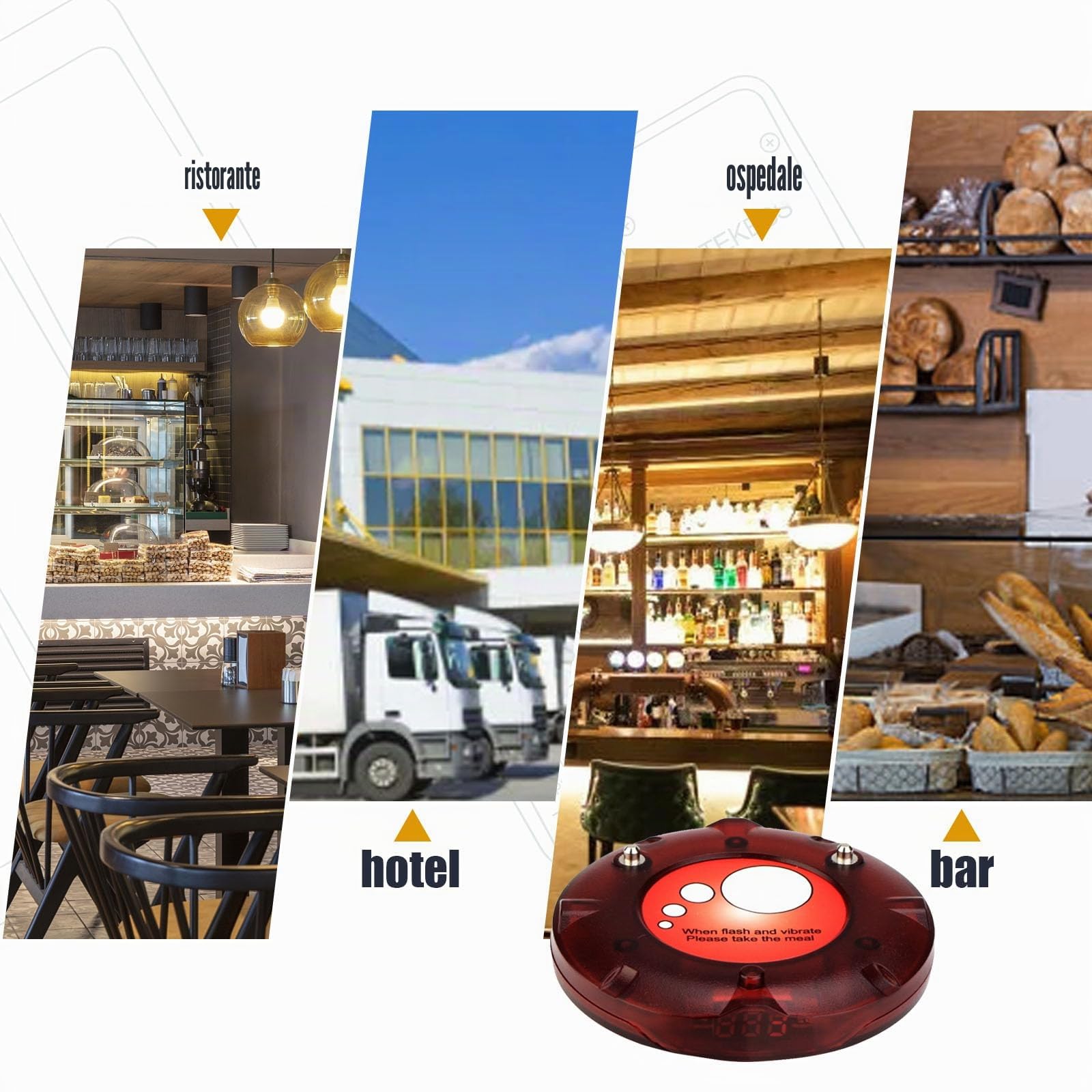Retekess TD158 Cercapersone Ristorante Wireless, 500M Pager Ristorante, Tubo Numerico a LED, 998 Canali, Cercapersone per Ristorante, Hotel, Scuola (1 Host di Trasmittente + 20 Cercapersone)