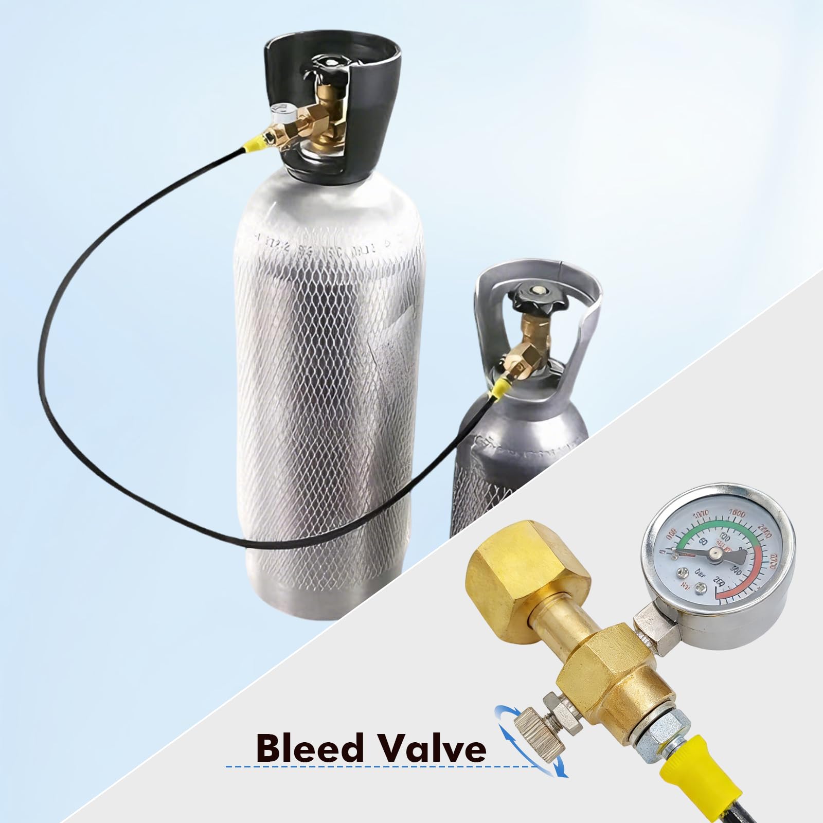 Adattatore per tubo ad alta pressione CO2 da 1,5 m con manometro da 3000 PSI