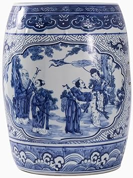Decorative Garden Stool, Ceramic Garden Stool, Decorative Garden Stool Glazed, Chinese Ceramic Drum Stool, Blue and White Porcelain Garden Stool, for Indoor Outdoor