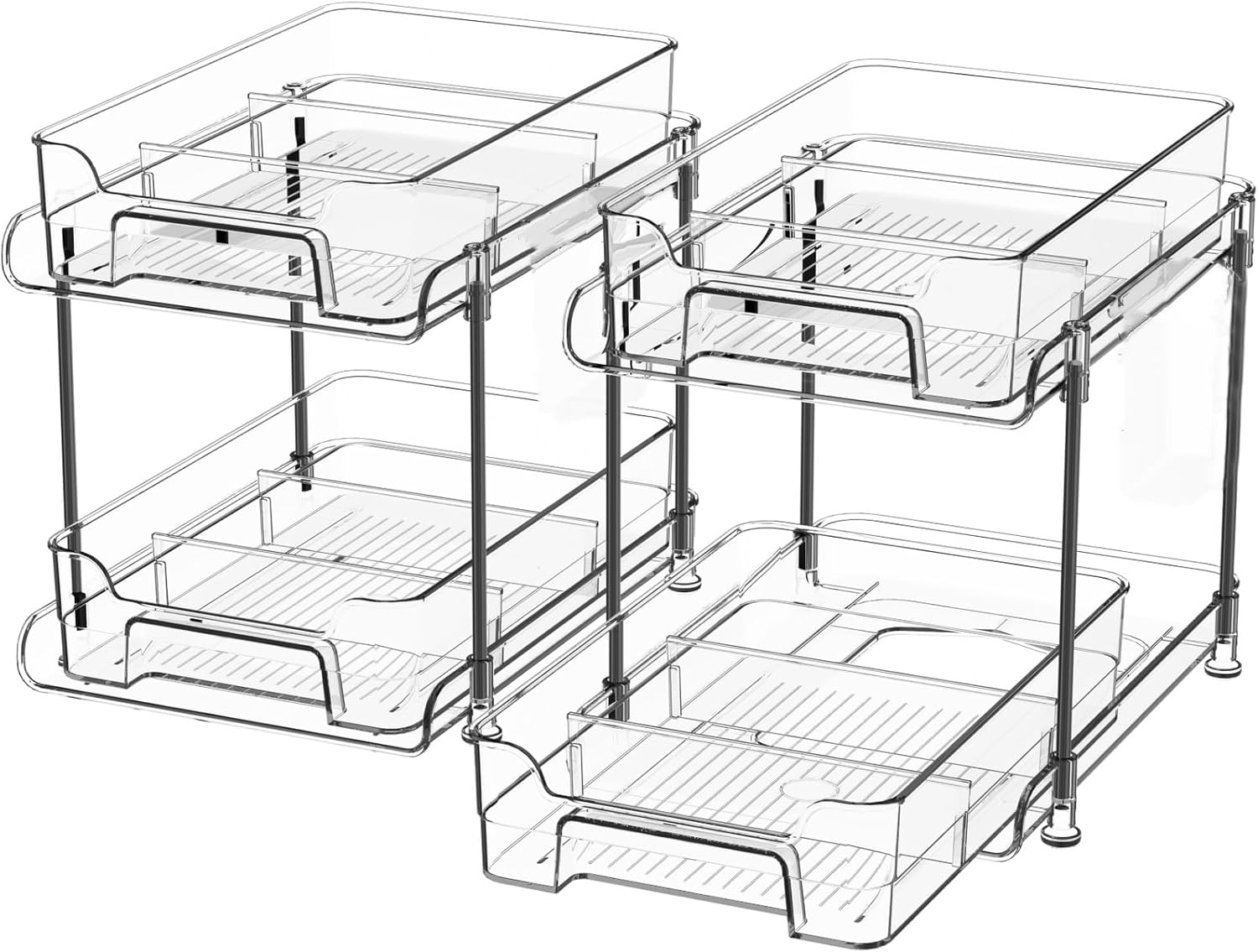 2 Pack Set Pullout Home Organizer,2 Tier Clear Bathroom
