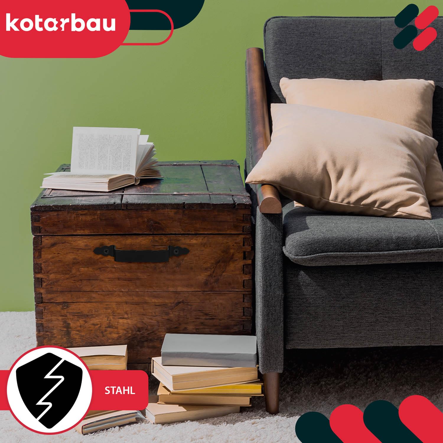 KOTARBAU® 2er Set Geschmiedeter Türgriff Antik Schwarz Stahltürgriff für Türen Tore Pforten 200mm (Packung mit 2)