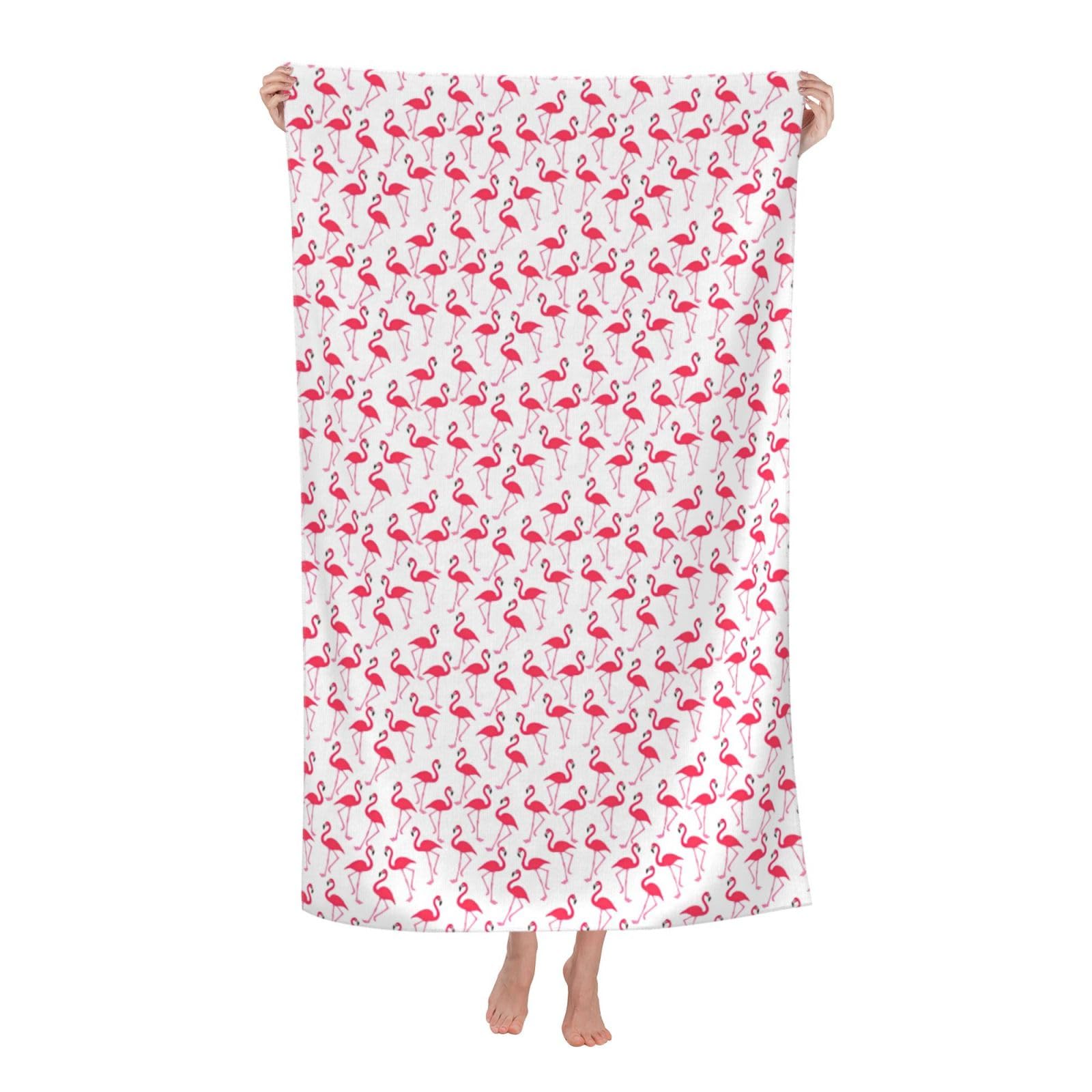 NImongt Pink Flamingo Pattern Print Oversized Adult Beach Towel For Travel Weekend Getaways Festivals Camping Trips