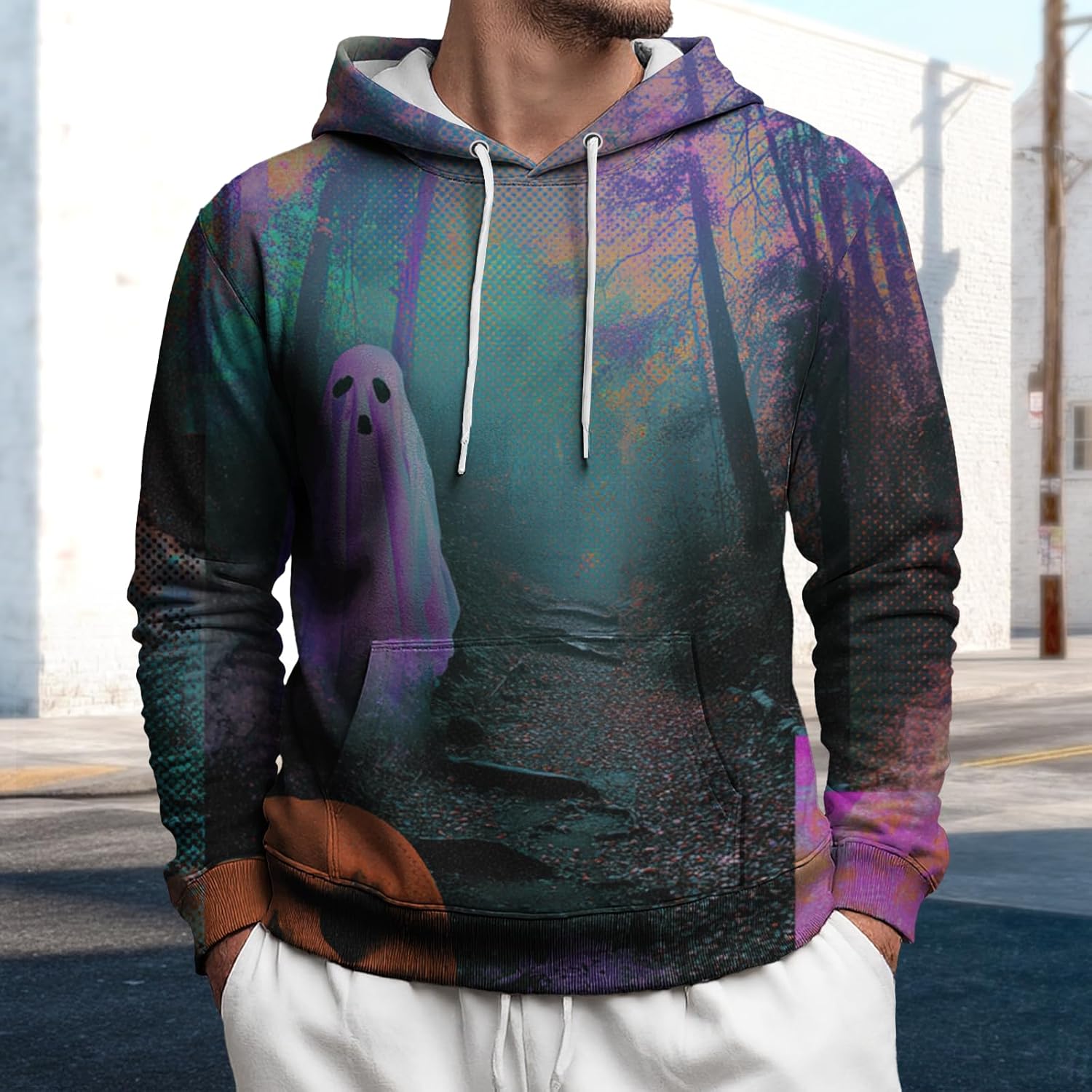 MARSVOVO Halloween Hoodie for Men Fall Winter Trendy Casual Sweatshirts Long Sleeve Oversized Loose Fit Comfort Ouffits - Image 2