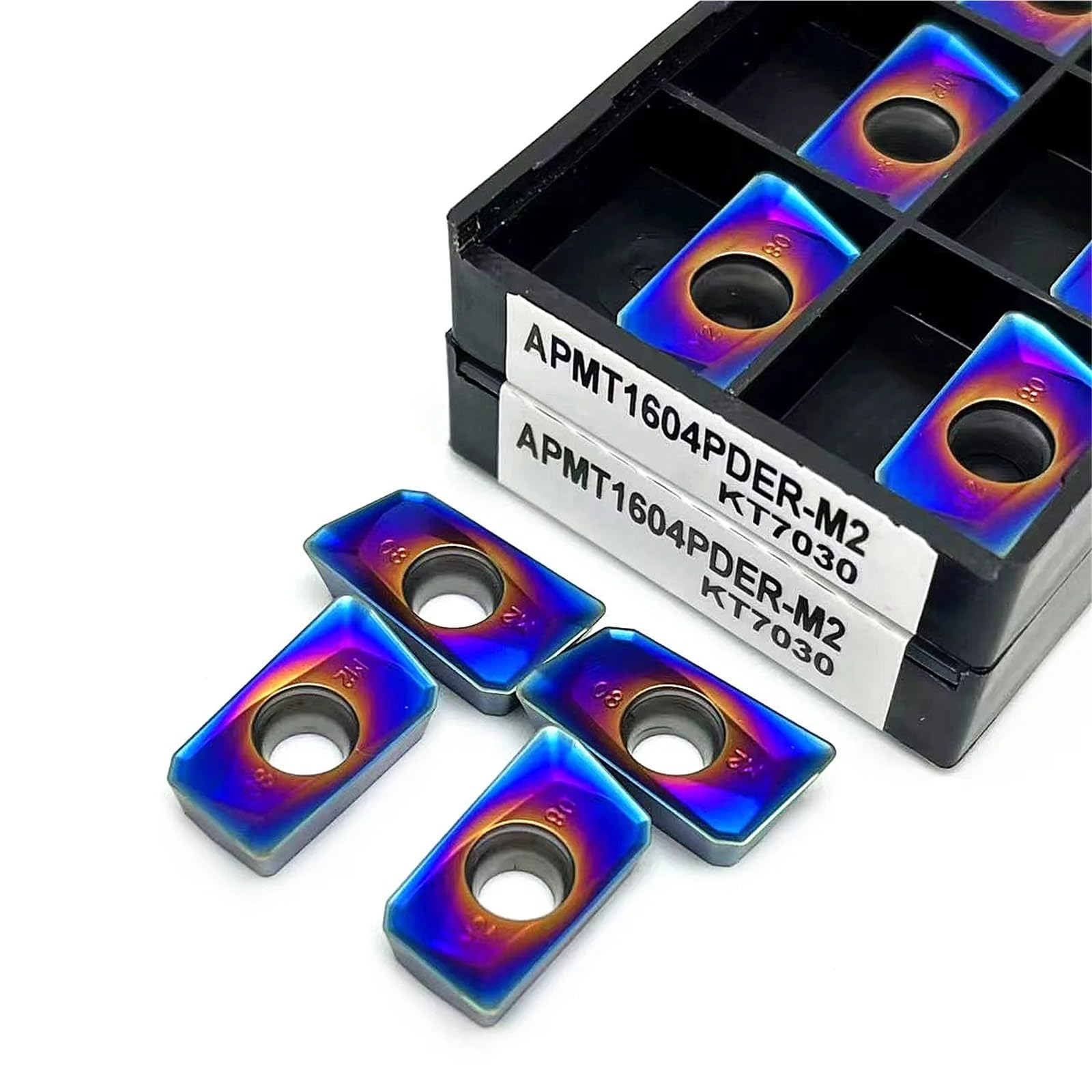 10 Uds. Inserto De Carburo Herramienta Corte Fresado Torno Azul Hoja CNC(APMT1604 H2 KT7030)