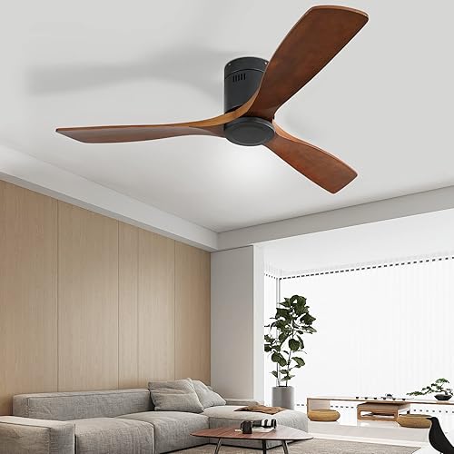 Miniatura 8 de Sofucor Ventilador de techo de perfil bajo de 52 pulgadas con control remoto, ventiladores de techo silenciosos de 6 velocidades sin luces,