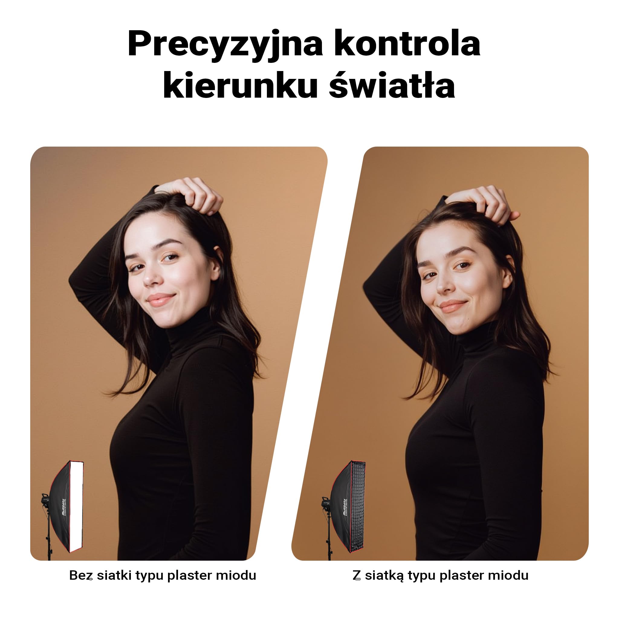 Multiblitz Softbox SF-30x120 Bowens z siatką i dyfuzorami, modyfikator światła do lamp studyjnych i stałego oświetlenia LED, dyfuzor światła do fotografii portretowej i oświetlenia wideo