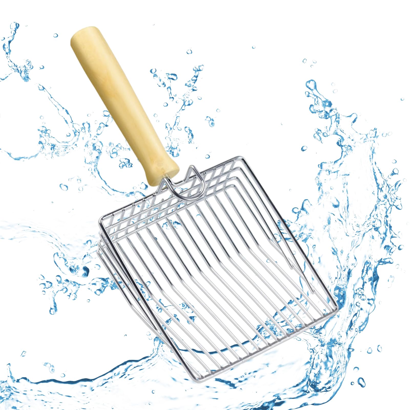 Cat Litter Scoop, Metal Mesh Kitty Litter Scoop, Deep Shovel, Long Handle Scooper for Litters Box(Color:Silver) - image 8