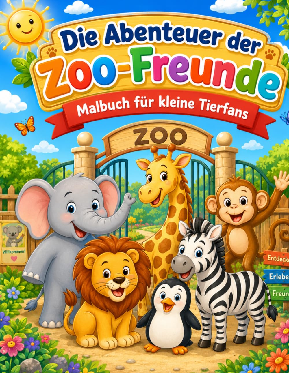 Die Abenteuer der Zoo-Freunde: Malbuch für kleine Tierfans – Ausmalen, Lachen und gute Gewohnheiten entdecken