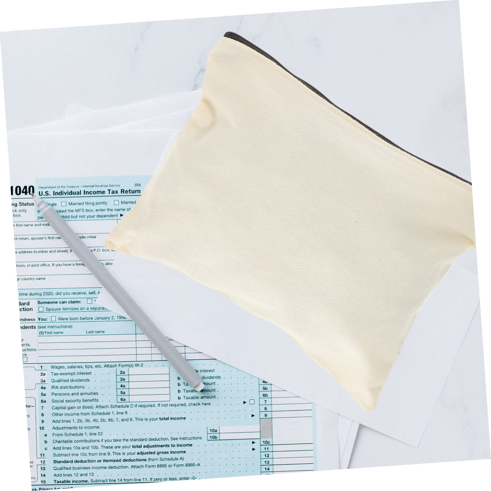 Bolsa de Herramientas Cremallera de Lona Beige 10 Piezas