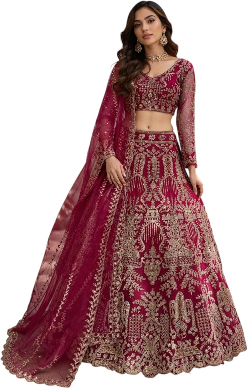 Women’s Indian Bridal Lehenga Choli Set, Heavy Embroidered Wedding Lehenga with Dupatta, Traditional Party Wear Outfit