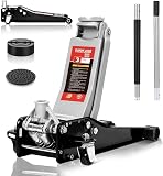 TEENO Cric per Auto | Cric Idraulico per Auto 3T | Profilo Basso 75–500 mm | Doppio Pistone + 2 x Supporti in Gomma | Crick per Auto | Ruote a 360° | Sollevatore Auto per Manutenzione e Cambio Gomme - 1