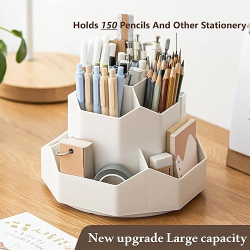 Miniatura 2 de Beleda Organizador de escritorio giratorio de 360 con 9 compartimentos, organizador de almacenamiento de bolígrafos para oficina, hogar, suministros