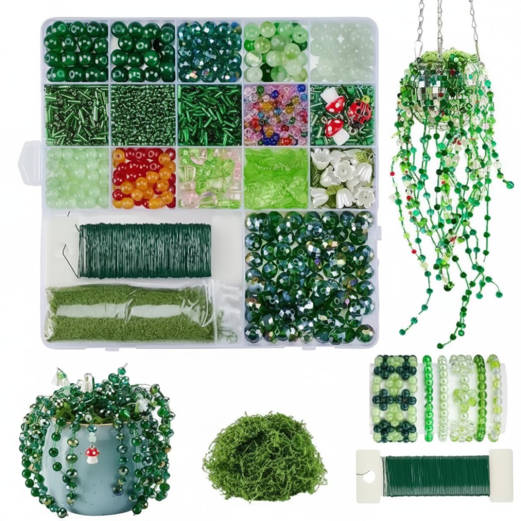 Kit de Plantes en Perles de Verre Vert haut de gamme pour art floral d'exception