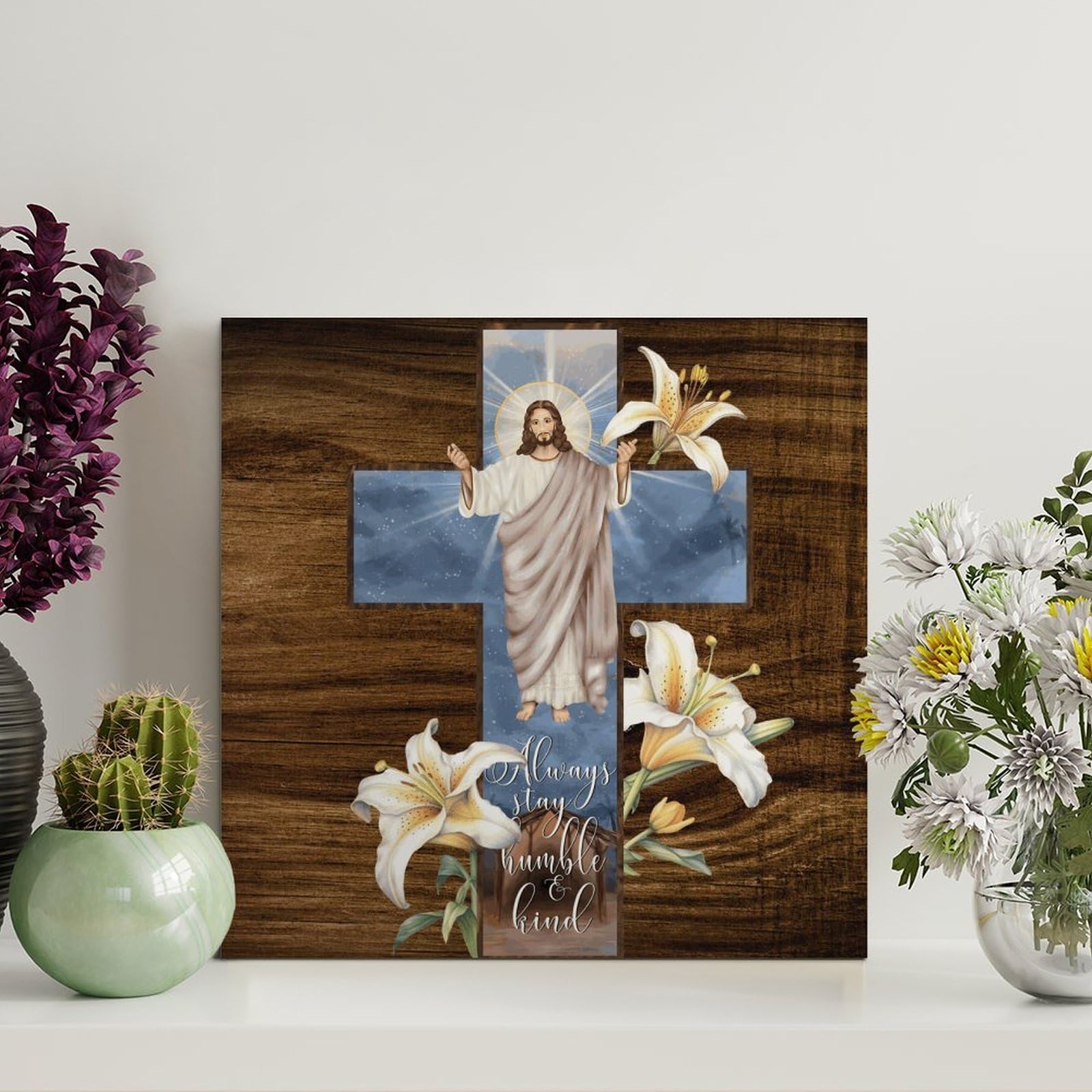 Guangpat Style Rustic Bible Verse Wood Signs Always Stay Humble And Kind Wall Art Retro Scripture Wood Plaque Farmhouse Wall Decor For Home Man Cave Gate Garden Bars Cafes 8X8in