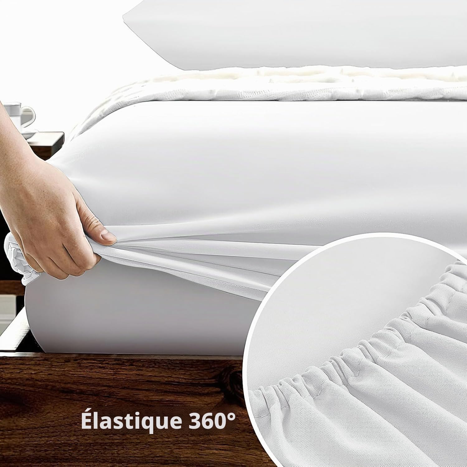 Lot de 6 Draps-Housses Blancs – Taille Twin 39" x 75", Profondeur Jusqu’à 38 cm – Draps Inférieurs en Microfibre Douce pour Maison, Dortoirs, Hôtels, Salons, Hôpitaux (Blanc)