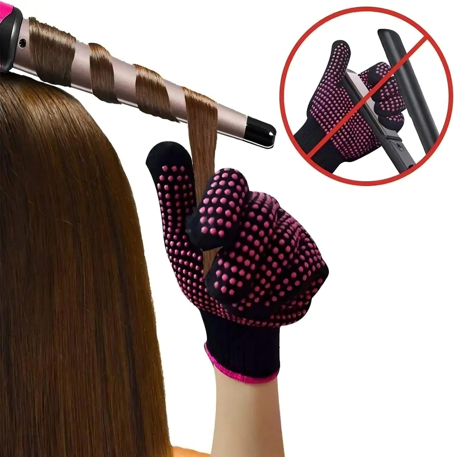 Heat Resistant Hair Styling Gloves with Silicone Grip, Professional Heat Proof Glove for Curling Iron, Flat Iron, Hot Air Brush & Sublimation, Anti-Slip Flexible Burn Protection
