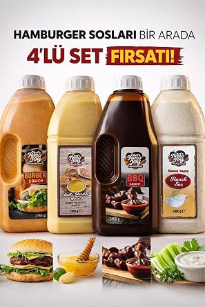 4l  Gurme Hamburger Sos Seti Ranch-Barbek -Ball  Hardal-Burger Sos Fast Food Efsane Paket