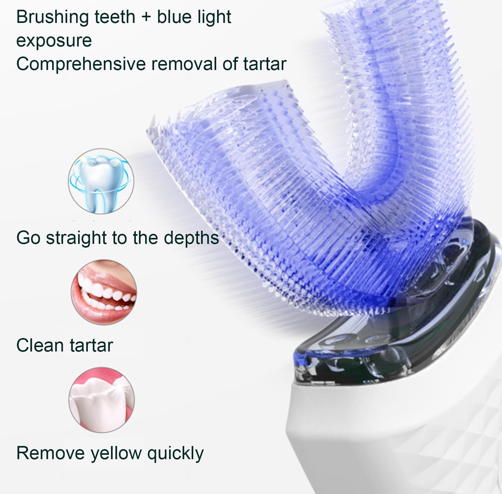 VIDECOR Cepillo de Dientes Eléctrico en Forma de U, IPX7 Cepillo de Dientes Eléctrico en Forma de U de 360° Cepillo de Dientes Inteligente Cepillo de Dientes Eléctrico de Silicona,Pink