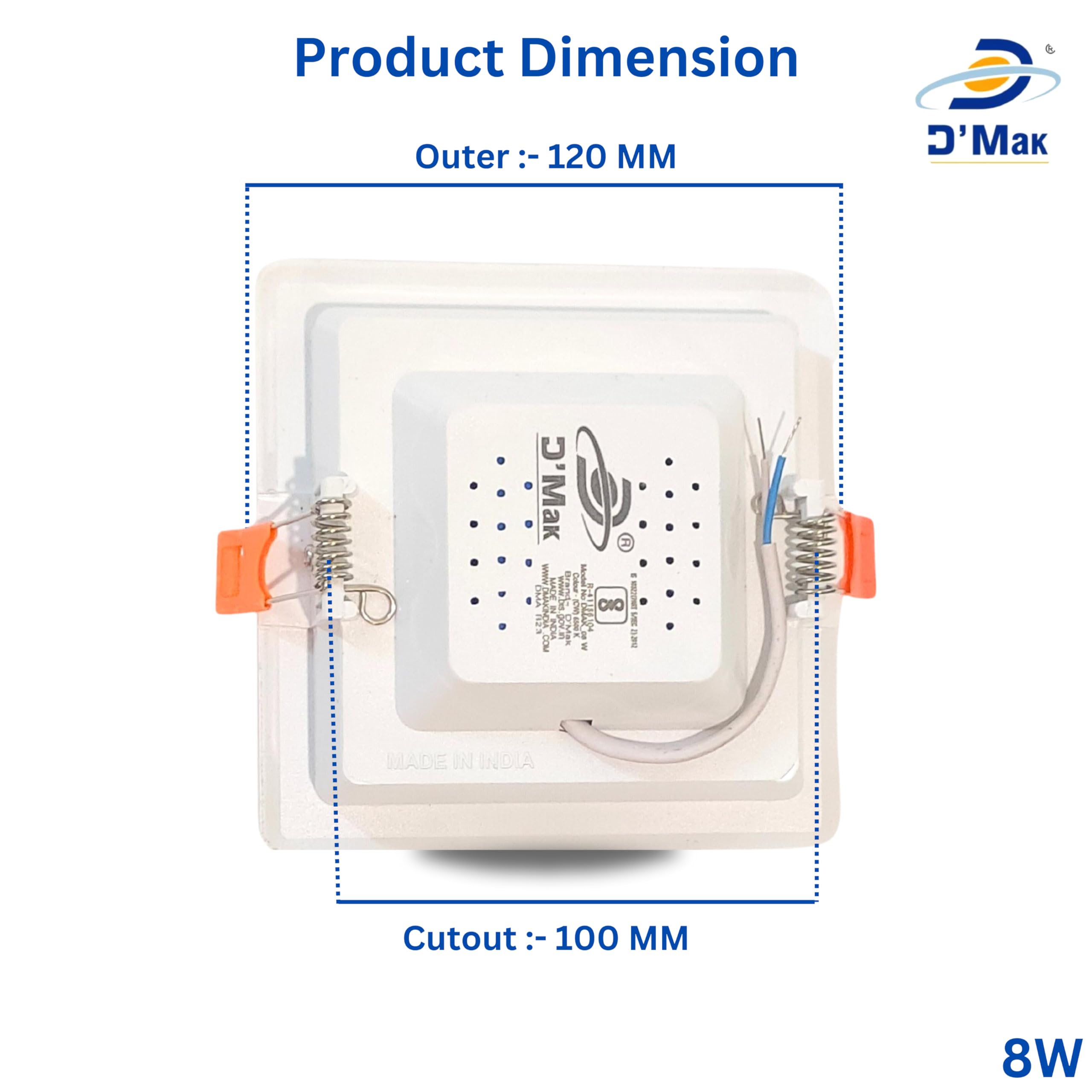 D’Mak 8 Watt Square PC LED Conceal Panel Ceiling Light for POP False Ceiling, Poly Carbonate Material, LED Light with Chip for Living Room, Bedroom and Hall (3IN1 (WH,WW,NWH), 4) 2