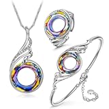 ♥ Rise From the Ashes Phoenix Necklace Bracelet & Ring Set&comma; Symbol of Luck and Renewal