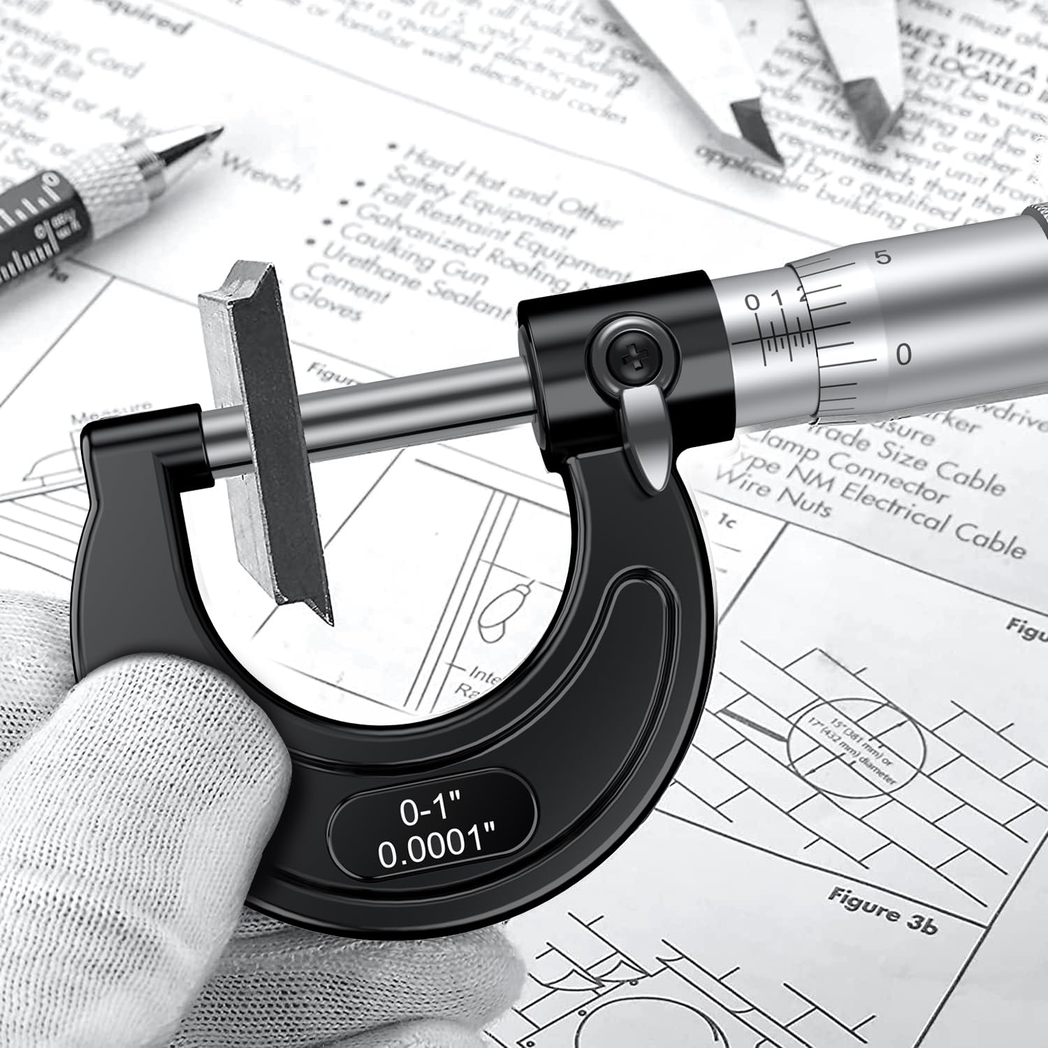 HDLNKAK Outside Micrometer - 0-1 Inch Precision -3