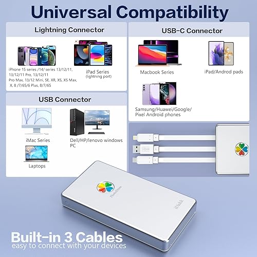 Miniatura 3 de iDiskk Disco duro externo certificado App-le de 2 TB para iPhone 17 y iPad Android Mobile 2TB iPhone disco duro, MacBook y PC, Photo Stick para