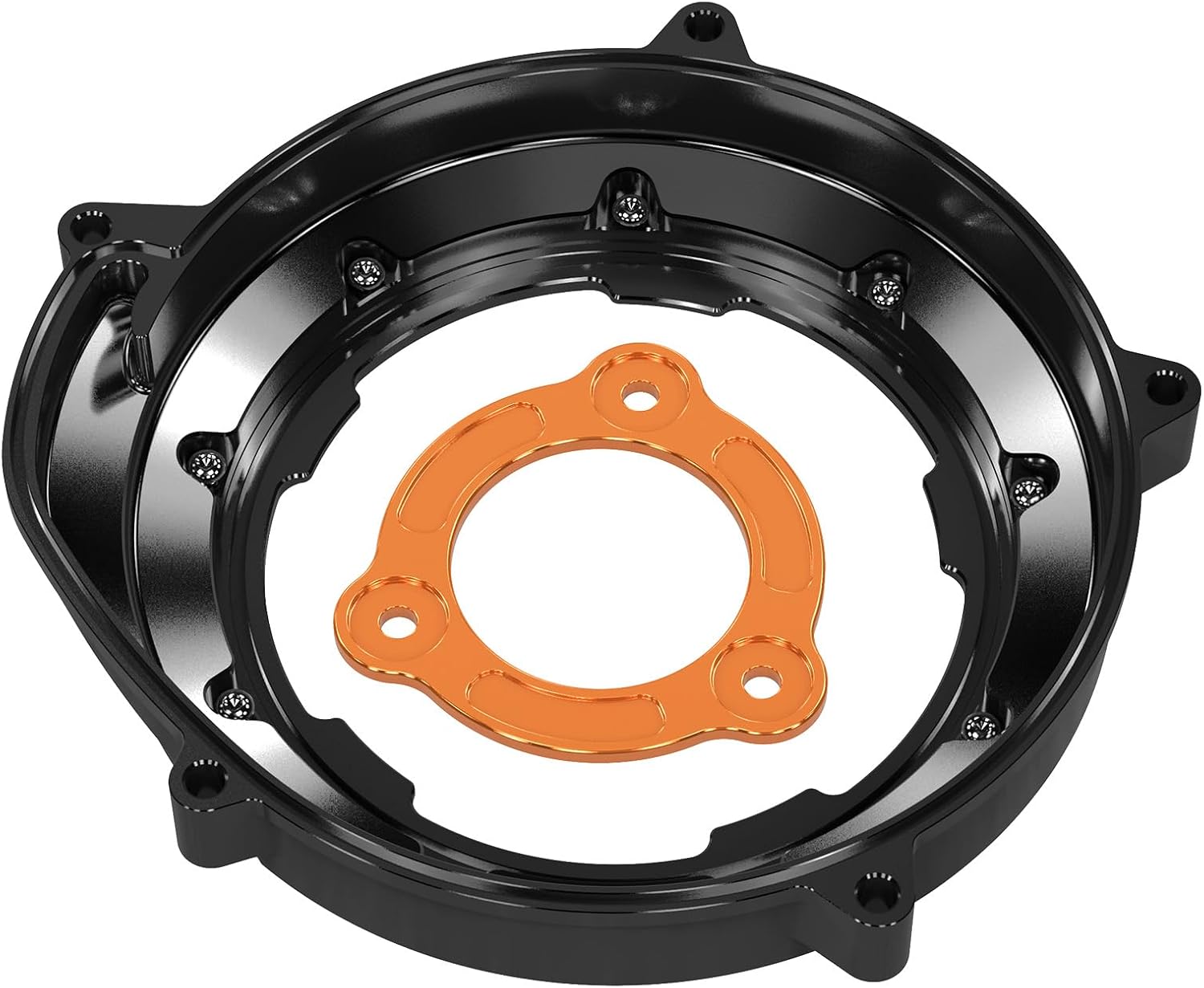 NICECNC Black Transparent Clutch Side Cover with Pressure Plate Compatible with 1290 Duke R/GT/EVO 2014-2024, 1050 1090 1190 1290 Adventure R/S/T 2017-2024, CNC