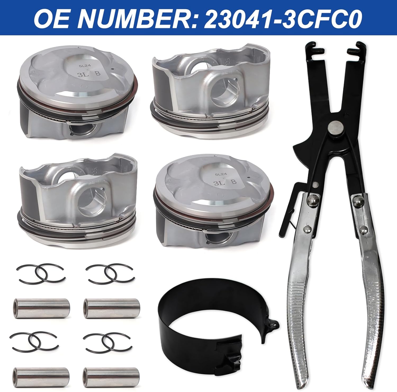 3.3L G6DH Engine Rebuild Overhaul Kit Fit for 2013-2019 Hyundai Santa Fe Azera, for 2011-2019 Kia Sorento Sedona Cadenza, With Crankshaft Connecting Rod & Piston Head Gasket Set 23510-3L100