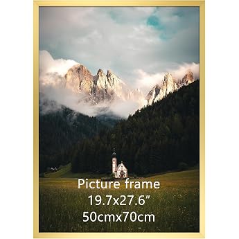 Giftgarden Gold Picture Frame 50 x 70 cm Aluminium Frame for Photos Certificates and Posters Large Photo Frame for Living Room Bedroom Study