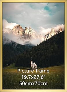 Giftgarden Cadre 50x70 Doré en Aluminium, Cadre Photo 50x70 cm, Pour Encadrer Photos, Affiches et Puzzles, Montage Mural Uniquement