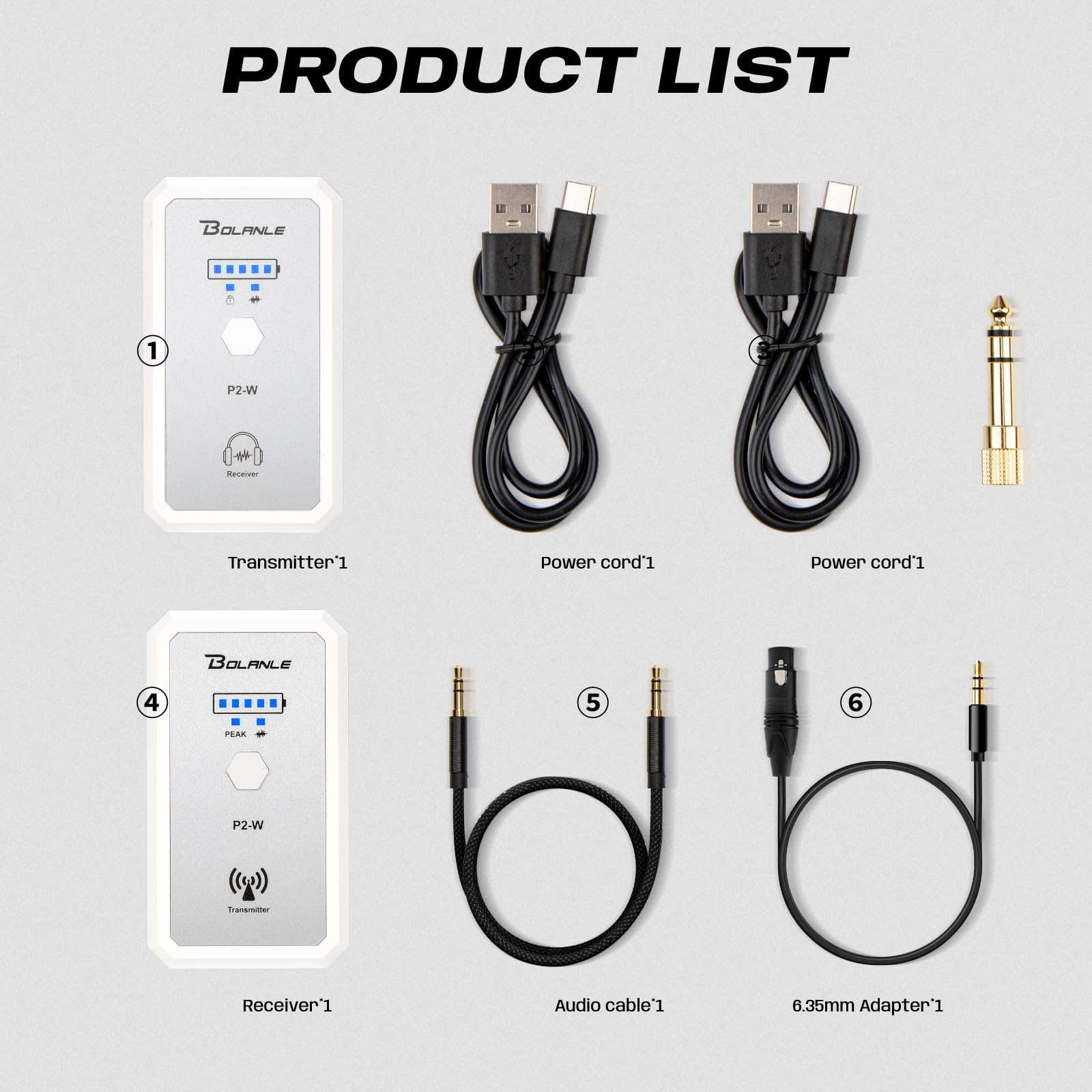 Bolanle P2W Wireless In Ear Monitor System UHF IEM Personal Monitor System | 5 ms ultra-niedrige Latenz, 30 m Reichweite für Sänger, Musiker, Kirche, Band, Live-Bühne