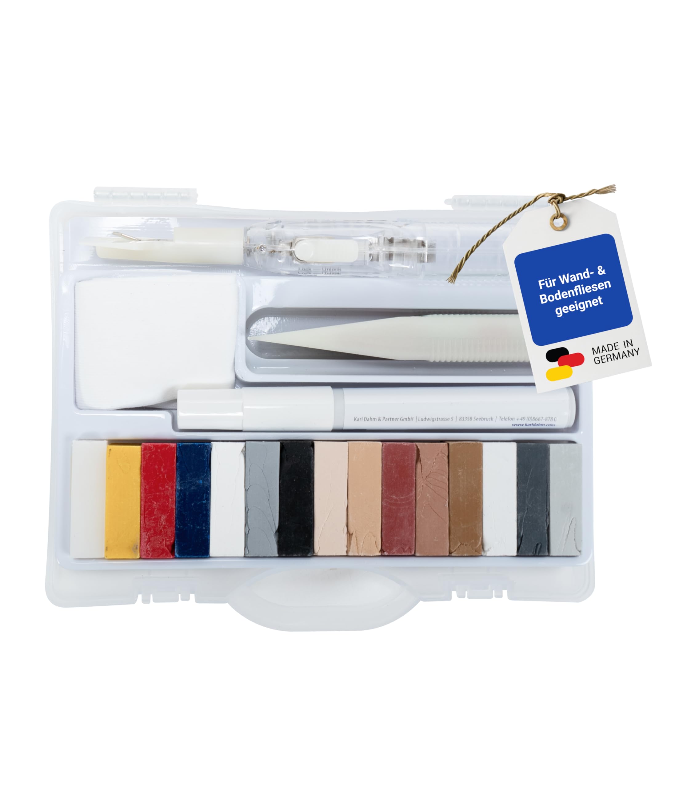 Karl Dahm Kit di Riparazione Perfetta per Piastrelle da Parete e Pavimento, per Ritocchi su Piastrelle e Gres Porcellanato I Incluso Sigillante - 12090