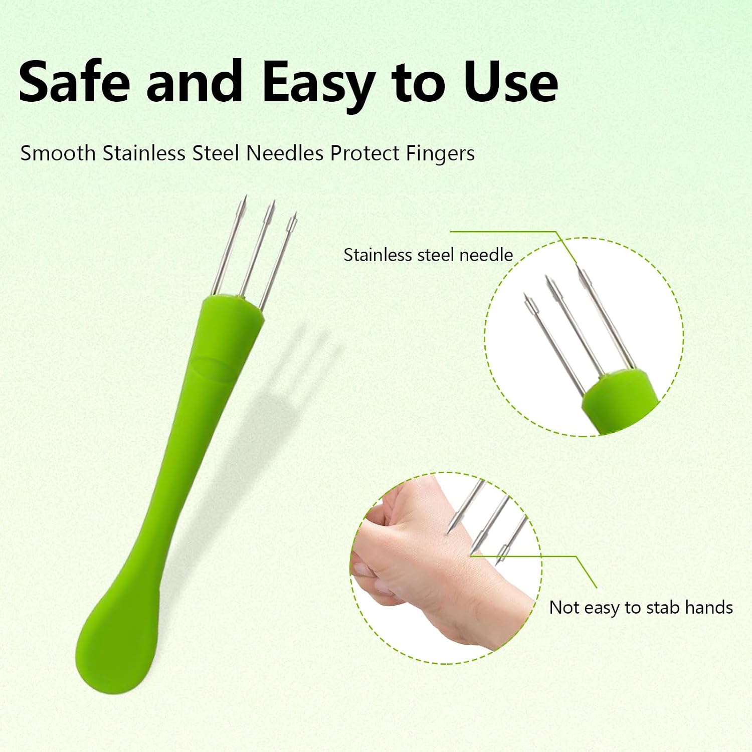 Pickle Fork Pack Grabber Tool for The Jar Pickle Holder Olive Picker Up Stainless Steel Kitchen Gadgets Accessories Kimchi Picking Machine for Pickle Lovers Condiments Pickle Present (Green)