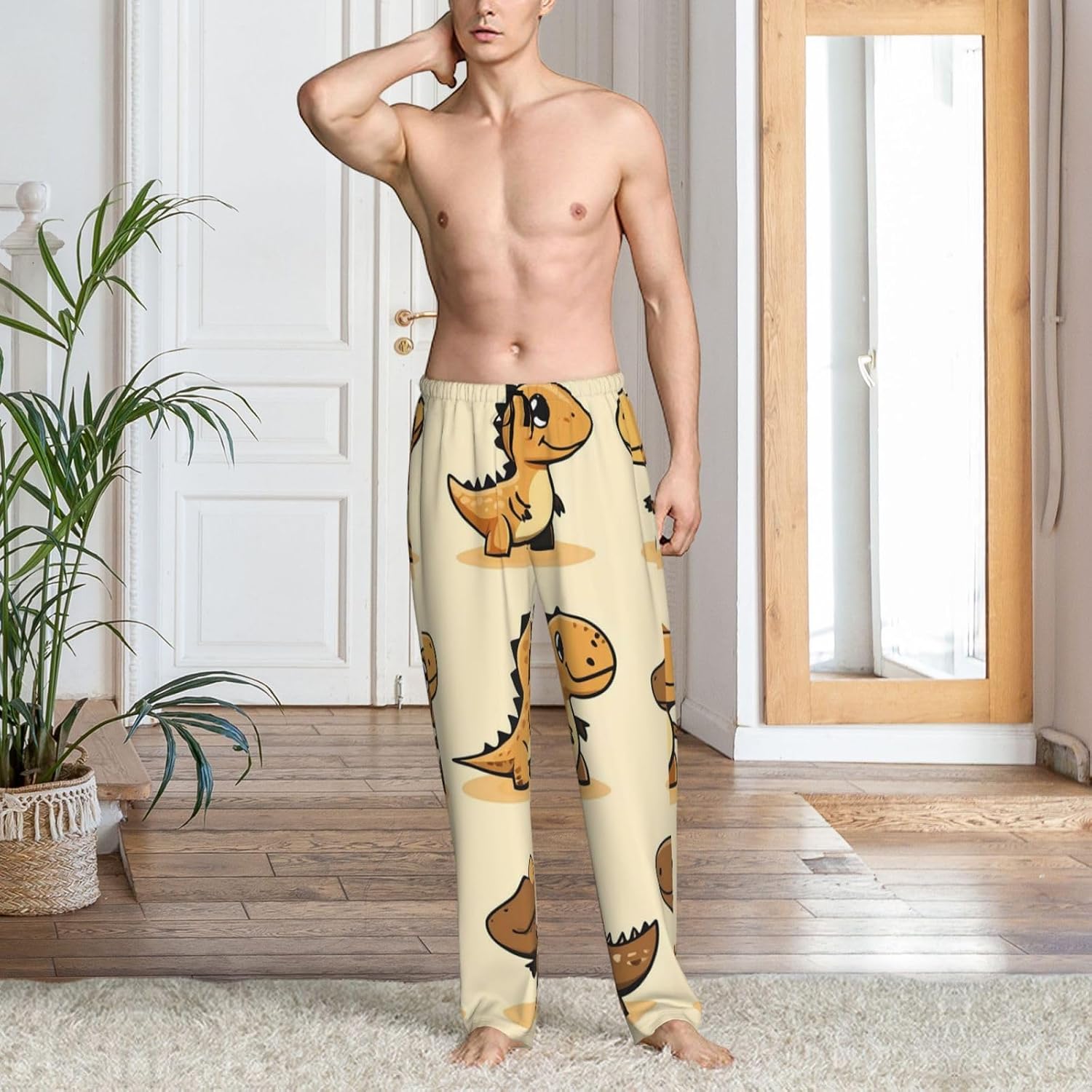 Mens Pajama Pants Soft Lounge Sleep Pant Cute dinosaur Pajama Pants Men Pjs Bottoms with Pockets