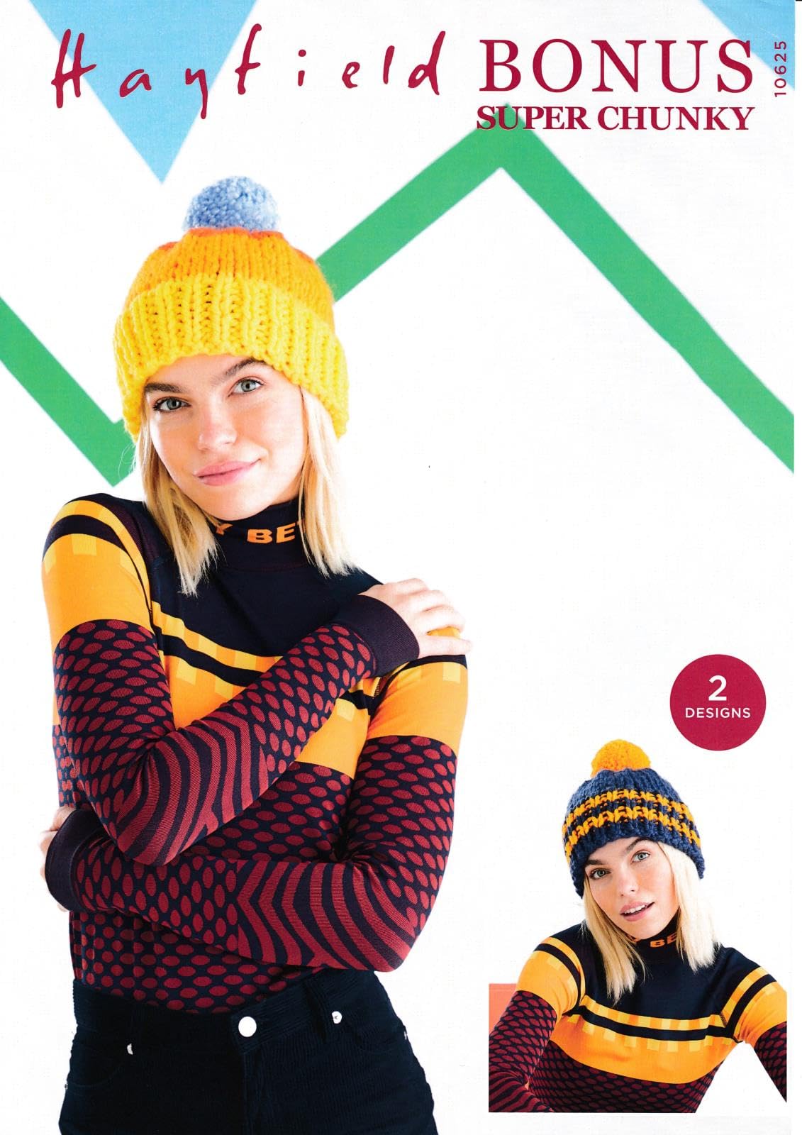 Sirdar Multicoloured Hayfield Bonus Super Chunky Knitting Pattern, 10625 Hats