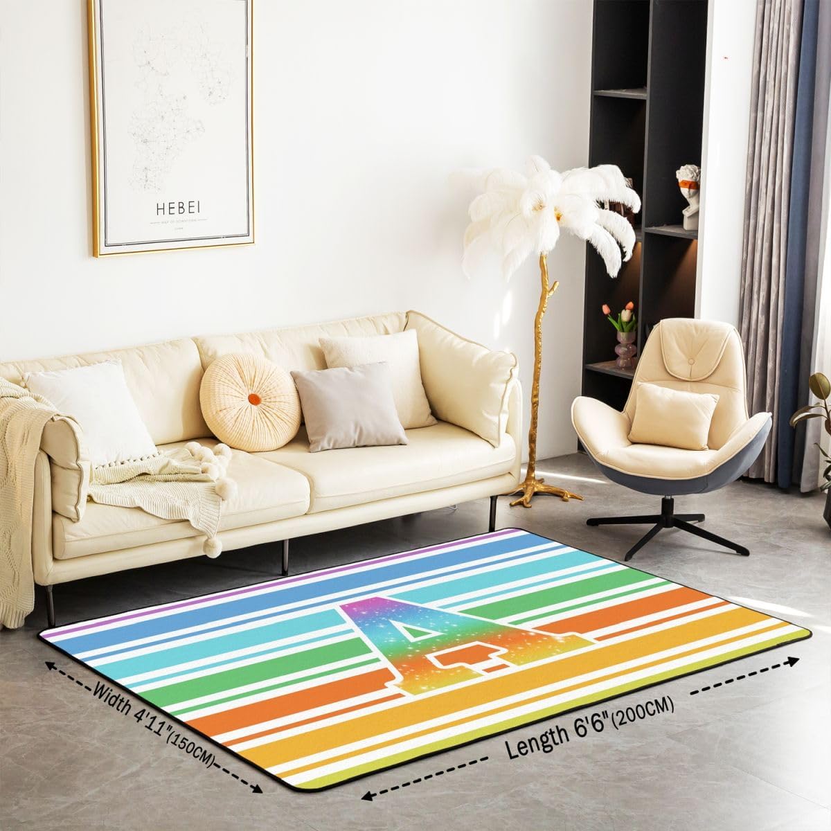 Castle Fairy Personalized Initial A Area Rug for Living Room,3'x5' image 2