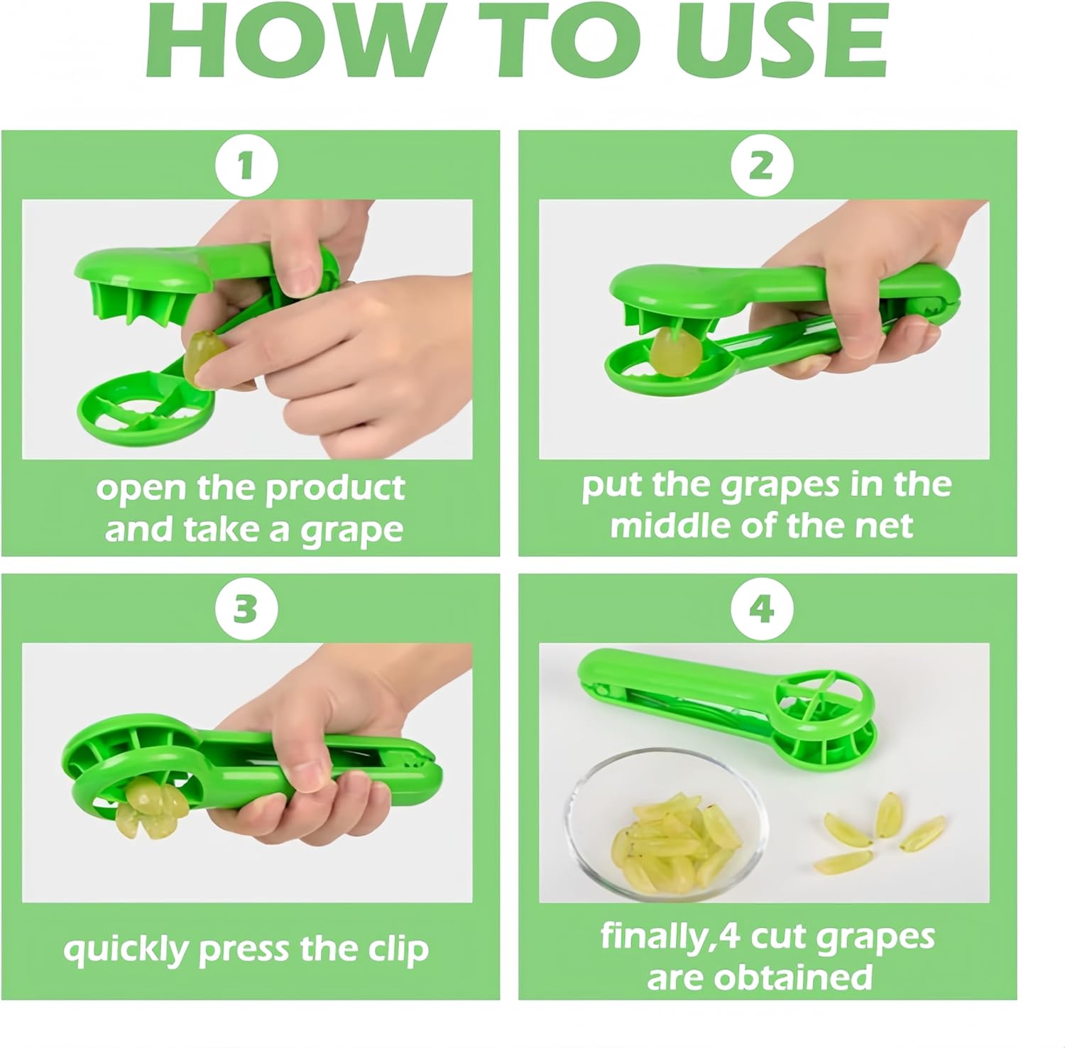 Grape Cutter Slicer, 2026 New Fruit Slicer Cuts Cherry Tomatoes & Strawberries into 4 Pieces for Vegetable Fruit Salad, Quarter Grape Slicer Kitchen Gadget (3 Pcs)