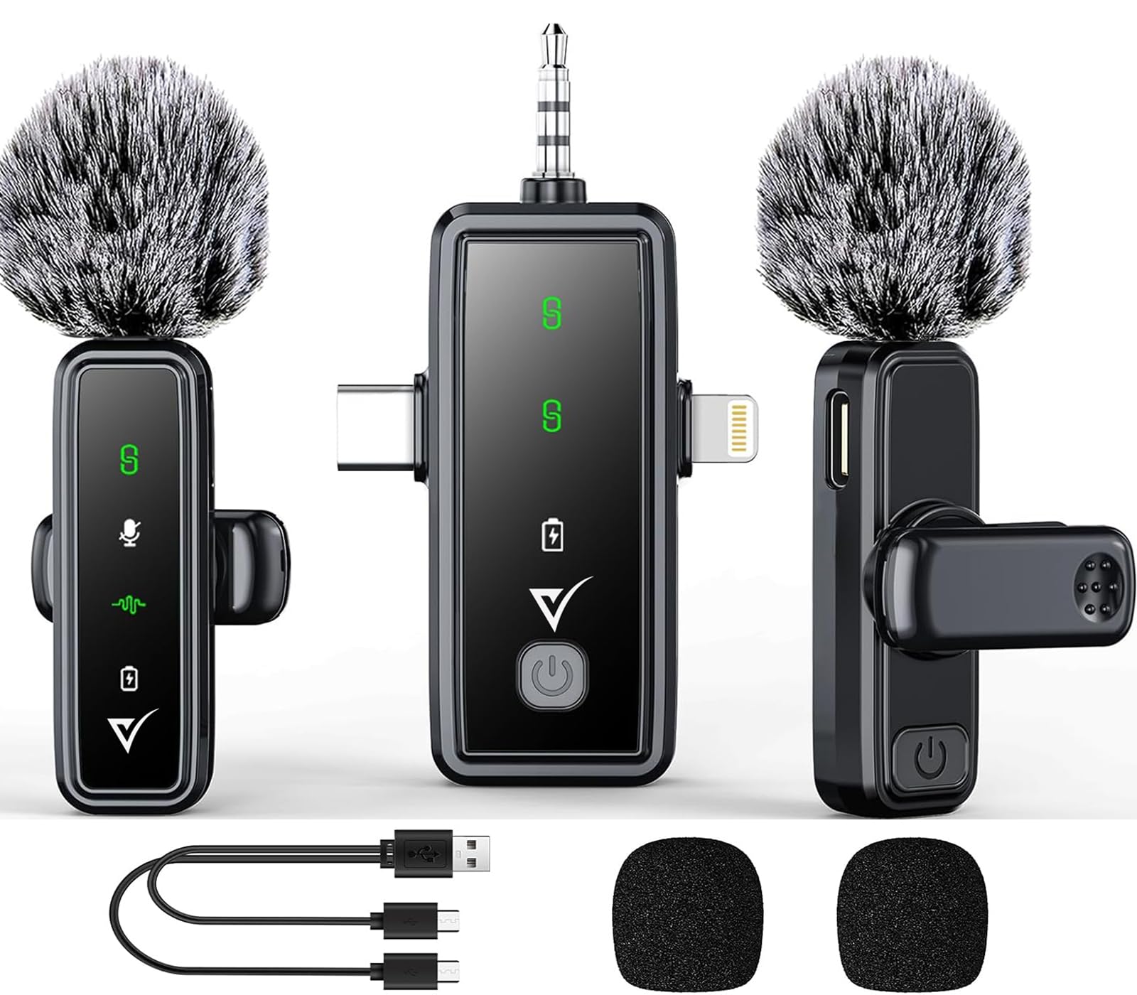 VELOMAX 3 in 1 Noise Cancellation Wireless Microphone for iPhone/Android USB-C/Camera with LED Indicator Light, 164FT Transmission Range Wireless Mic for Youtubers,Video Recording, Streaming-image-47