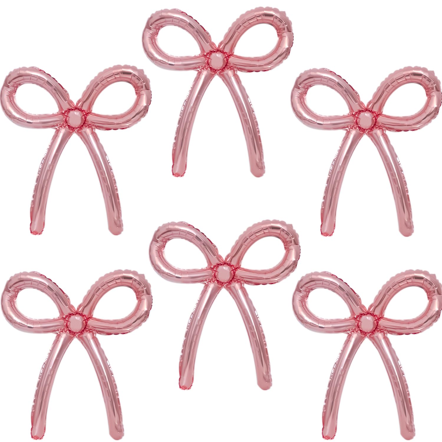6Pcs Pink Bow Balloons Bow Party Decorations for Girl Women Pink Bow Birthday Decorations Giant Foil Balloon for Baby Shower Bridal Engagement Wedding