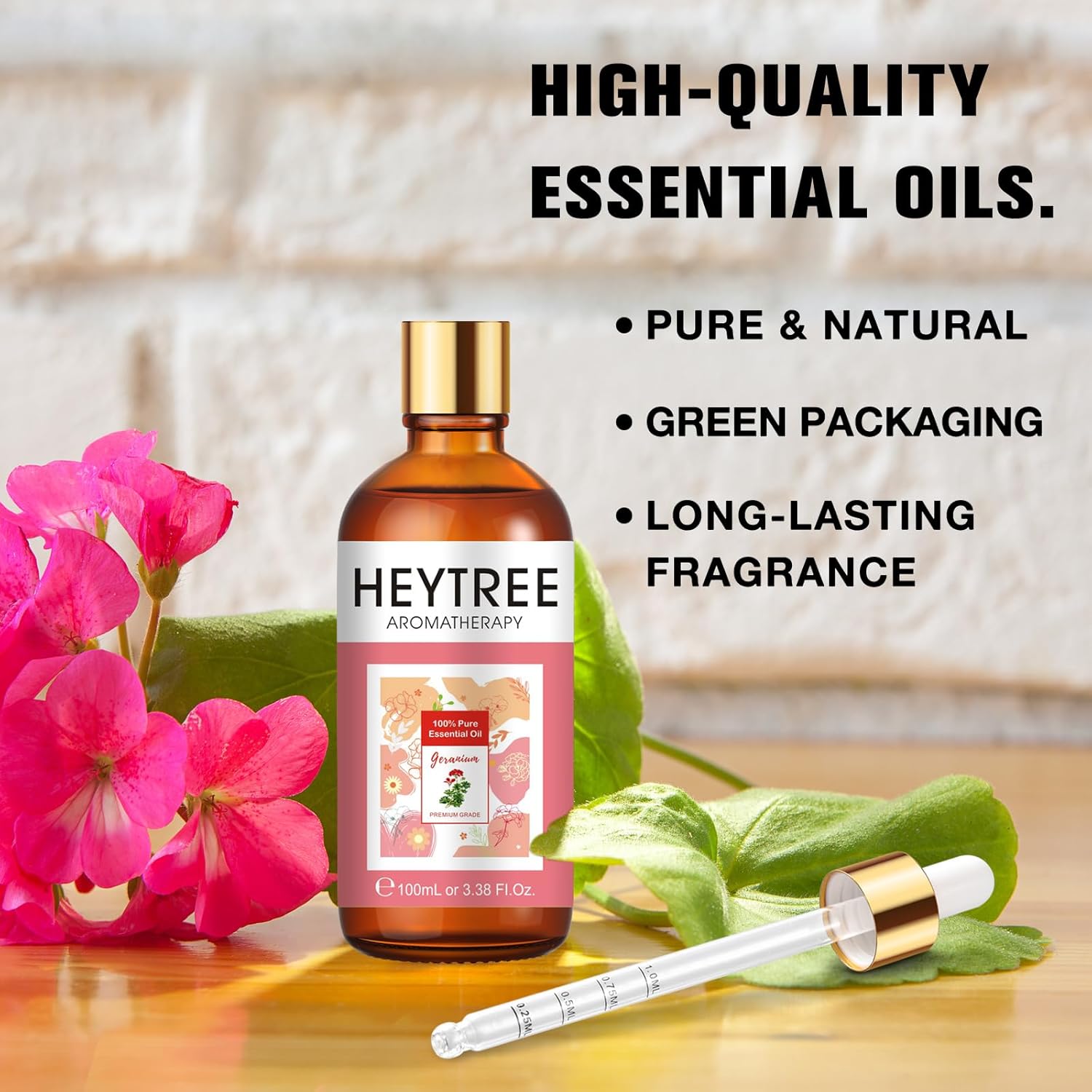 Geranium Essential Oil for Natural Cleaning & Relaxation, Refreshes Diffusers Home & Skin Nourishment-100ml - Image 3