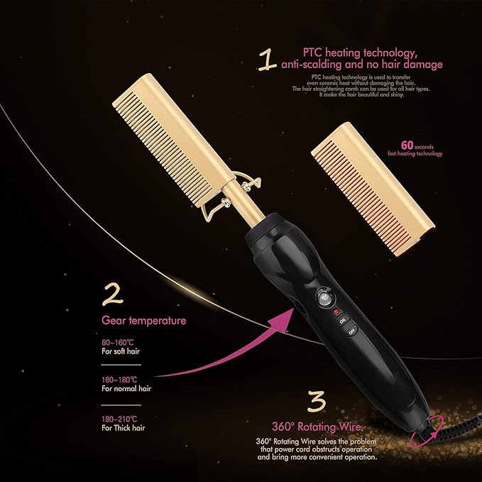 Electric hair straightning comb