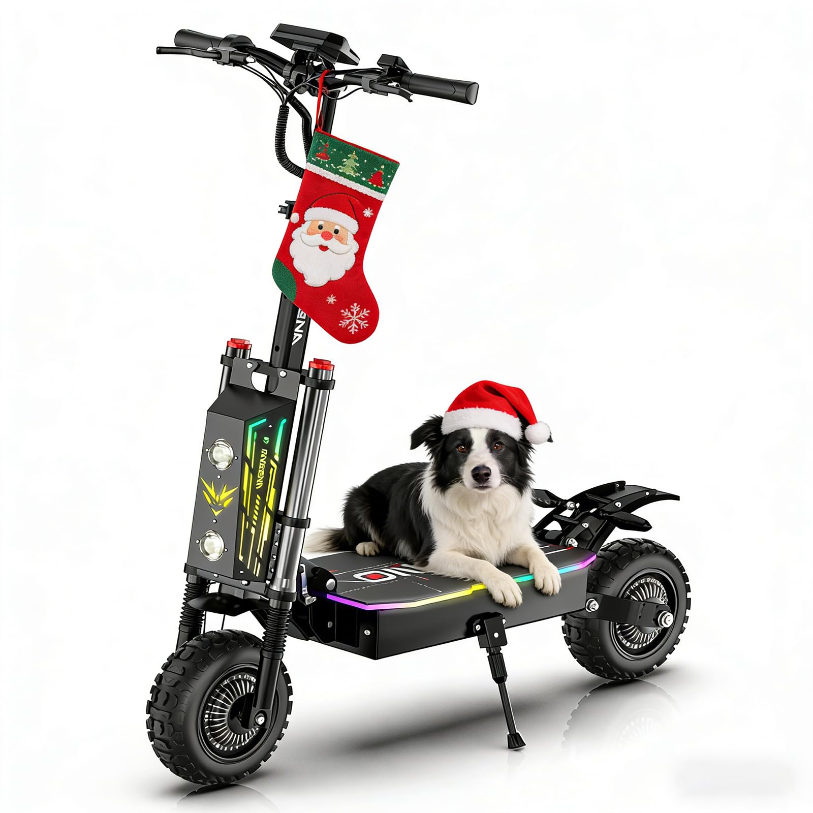 5600W Dual Motor Electric Scooter for Adults - 50MPH High Speed, 60V 33Ah Battery 60-Mile Range, Hydraulic Disc Brakes & Dual Suspension, 11" Off-Road Tires, Foldable E-Scooter with Removable Seat